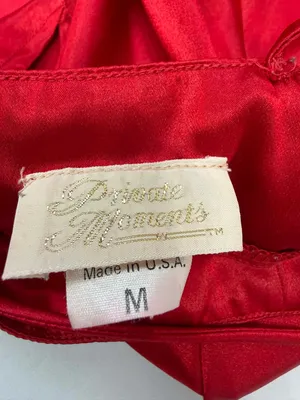 Private Moments Vintage Red Satin Maxi Slip Nightgown Dress thumbnail 3