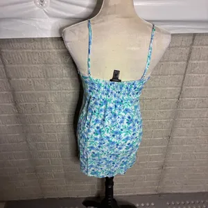 Forever 21 Blue Floral Mini Dress Smocked Back Spaghetti Strap Small thumbnail 3