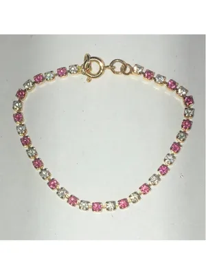 Elegant Gold Tone Pink CZ Rhinestone Bracelet thumbnail 2