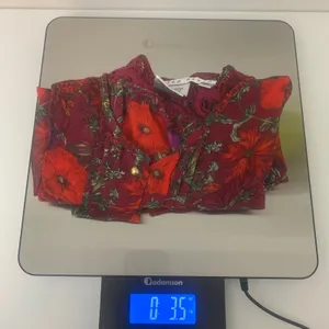 Fred David Women's XL Red Floral Sheer 3/4 sleeves Blouse Dainty Lace‎ Neckline thumbnail 9