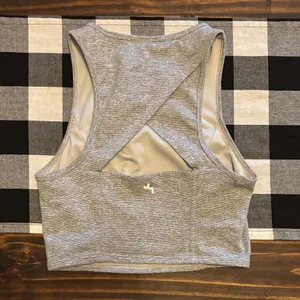Joy lab small cropped fitness tank heathered black thumbnail 4