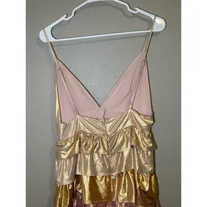 Storia Colorful Metallic Tiered Ruffle Party Mini Dress Women’s Size Large thumbnail 7