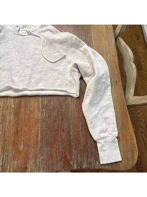JOAH BROWN Pearl Grey French Terry Lounge Set Cropped Hoodie Joggers thumbnail 6