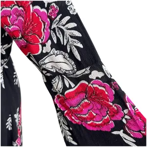 Billabong Women's Floral Whispers Wrap Dress Size Med Black Multi Bell Sleeves thumbnail 10