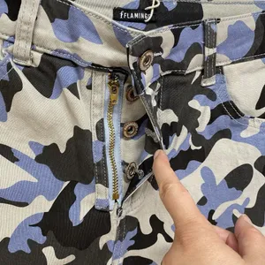 New Flamingo Shorts Womens S Carpenter Bermuda Blue‎ Camo button/zip fly thumbnail 5