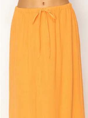 HYFVE Boutique Linen Blend Maxi Skirt Side Slit Drawstring Resort M thumbnail 2