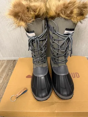 Project Cloud Women's Fur-Trim Leather Waterproof Winter Boots - Gray Size 9 thumbnail 3