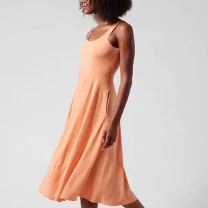 Athleta Women's Cactus Peach Sleeveless Santorini Midi Dress Size small thumbnail 3