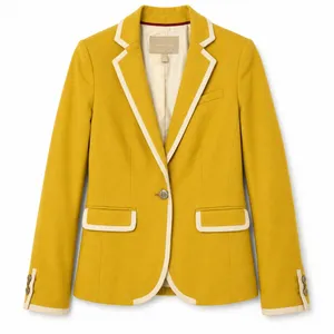 Banana Republic Mustard Yellow Tipped Academy Blazer Crest Button Size 2 thumbnail 1