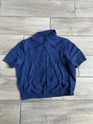 J. Crew Navy Short-Sleeve cashmere Polo Sweater thumbnail 6
