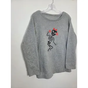 Skeleton Sweatshirt Girl Cute Halloween Dia De La Muertos Emo Grunge Gothic S thumbnail 2