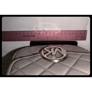 Michael Kors Crossbody Bag Womens Small Grey Quilted Leather Fulton Flap Purse thumbnail 6