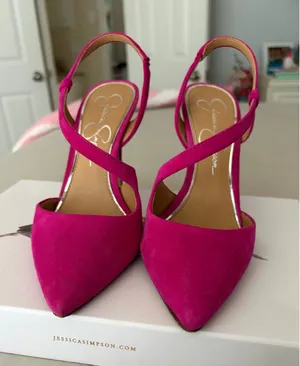Hot Pink Suede Jessica Simpson Heels thumbnail 1