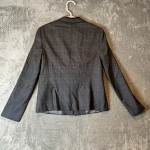 Hugo Boss Juleila Wool‎ Plaid Blazer Gray Black Size 8 thumbnail 4