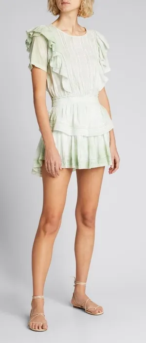 LoveShackFancy Natasha‎ Heritage Mini Dress L Cottagecore Boho Cowgirl Romantic thumbnail 1