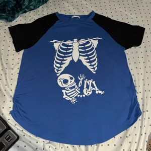 Ekouaer Maternity blue Halloween skeleton baby shirt size large thumbnail 1