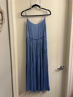 Vince Tiered Asymmetric Midi Dress Pale Fountain Medium thumbnail 4
