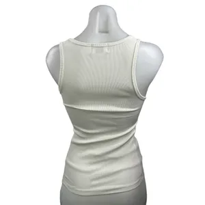 Dissh Women's White Ivory Ribbed Knit Scoop Neck Sleeveless Tank Top Size S thumbnail 3