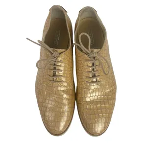 5th Avenue Beige Croc-Embossed Leather Lace-Up Oxfords Dress Shoes Size 41 thumbnail 2