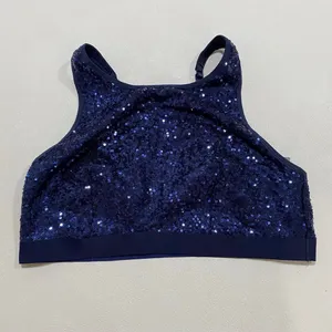 Aerie Navy Blue Sequin Sports Bra Sparkle Racerback Party Y2K thumbnail 2