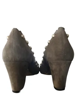 Botkier "Holly" Gray Suede Heels With Faux Pearl Beads (7.5) thumbnail 6