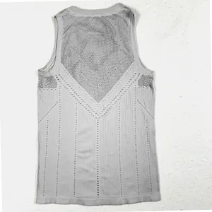 Athleta Oxygen Tank Womens Large Mesh Pointelle Training Sleeveless Top‎ Gray thumbnail 3