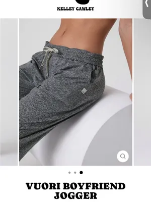 Vuori Heather Gray bf Joggers with White Drawstring thumbnail 8