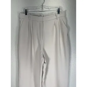 Abercrombie & Fitch Wide Leg Long Trouser Casual Pants Sz 14 High Rise Cream thumbnail 2