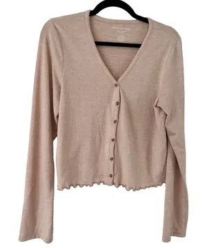 American Eagle Soft & Sexy Plush Button Front Y2K Cardigan Sweater Size Large thumbnail 1