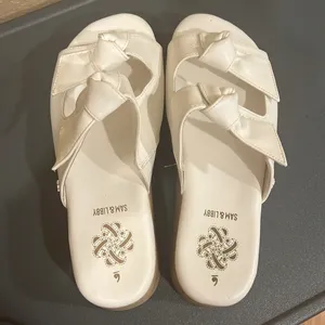 Sam & Libby Indie White Platform Sandals Chunky 90s Y2K Wood Wedge 6 thumbnail 10