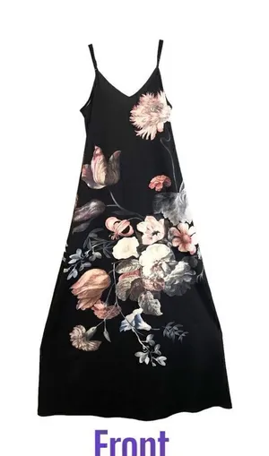 Maxi Dress For Women Flower Floral Print Sleeveless Adjustable Straps Size M thumbnail 1