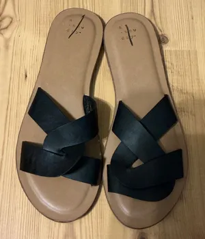 a new day Black Braided Strap Slide Sandals thumbnail 1