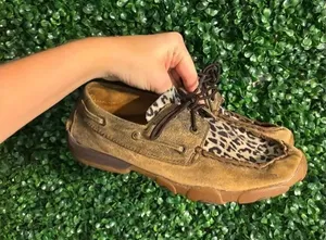 Twisted X Cheetah Print Leather Moccasins Womans Size 5.5 M thumbnail 1