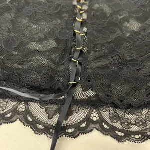 $79 Sz M Victoria Secret Lingerie Top Crop Long Sleeve Lace Up Back Allover Lace thumbnail 7