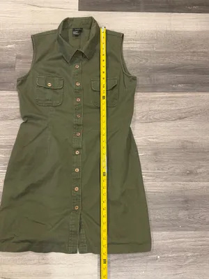 Boutique Europa Womens Green Sleeveless Button Down Collared Sleeveless Dress 14 thumbnail 5
