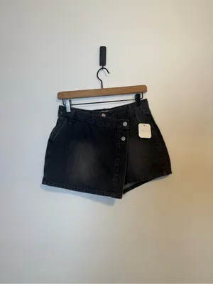 Altar’d‎ State Asymmetrical Wrap Mini Denim Skirt thumbnail 2