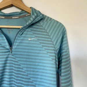 Nike running dri-fit women's quarter zip nike‎ element top XL blue gray striped thumbnail 2