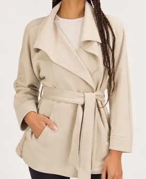 Lululemon Softstreme Belted Wrap Jacket Coat Trench Beige M/L LW3EZIS thumbnail 1