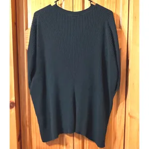 Everlane Womens LOrganic Cotton Poncho Sweater Black Side Slit Crew Neck Ribbed thumbnail 4