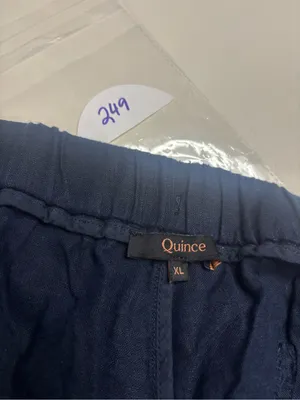 Quince Size XL Dark Navy Linen Elastic Waist Crop Pants Casual Lagenlook Beach thumbnail 5