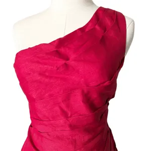 NEW Reformation Ciro One Shoulder Mini Dress 100% Linen Lipstick Red Size 4 thumbnail 3