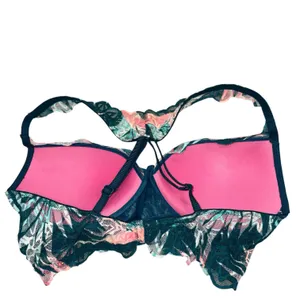Victoria’s Secret PINK Tropical Teal Date Push Up V Wire Racerback Padded Bralette Small thumbnail 5