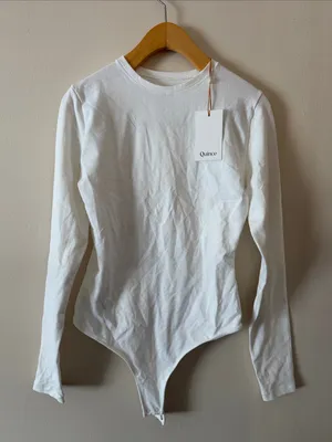 Quince Stretch Cotton Jersey Long Sleeve Bodysuit Size S thumbnail 3