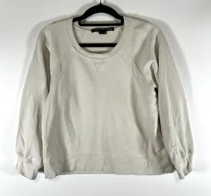 Veronica Beard Sweatshirt Womens Small Cream Ivory Natti Crop‎ French Terry Pima thumbnail 1
