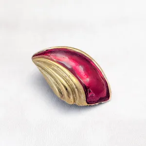 Vintage Clip On Earrings 1.5" Extra Large Red & Gold Tone - Fair Condition thumbnail 4