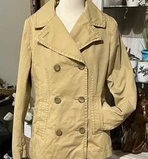 Banana Republic Women's Beige Pea Coat size L thumbnail 1