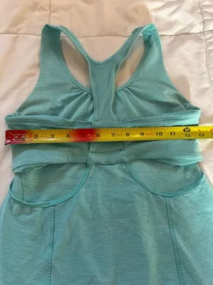 Lululemon Racerback Tank Top Aqua Blue Striped Built-In Bra Size Unknown thumbnail 9