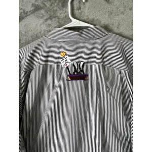Vintage Noah’s Ark Embroidered Striped Button Down Shirt Whimsical Large thumbnail 4