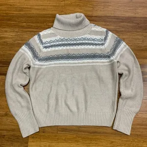 Jun & Ivy Turtleneck‎ Sweater Womens Small Beige Striped Knit Pullover Neutral thumbnail 1