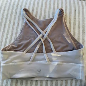 High Neck White Lulu Lemon Sports Bra thumbnail 2